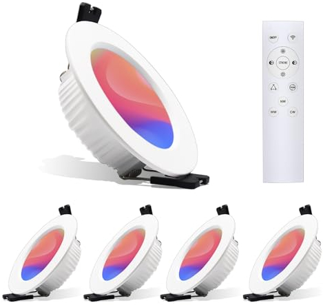 Großcat Einbaustrahler RGBW Smart LED Spots 230V Dimmbar APP Bluetooth Einbauspots warm und kaltweiss farbwechsel, 2700K-6000K, 4er Set 5W, Alu, LED Downlight für Badezimmer Wohnzimmer IP44