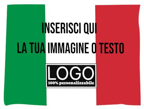 Wanapix | Bandiere Personalizzate | 100x70 cm | Ideale per partite di calcio e di altri sport, compleanni, eventi, feste, ecc. | Personalizzabile su un lato | Italia
