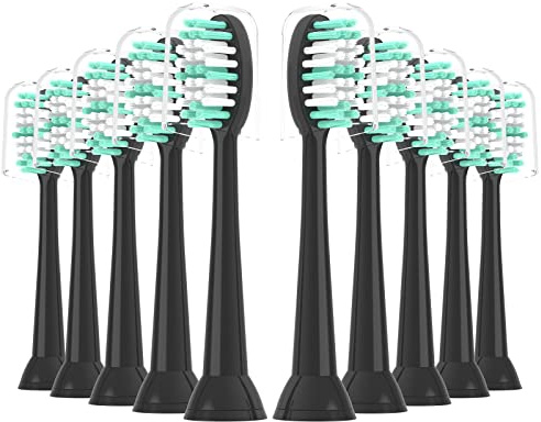 XIAOHEAD Ersatz-Zahnbürstenköpfe für AquaSonic Black Series für Vibe Series Black Series Pro und für Duo Series Pro elektrische Zahnbürste, Schwarz, 10 Stück