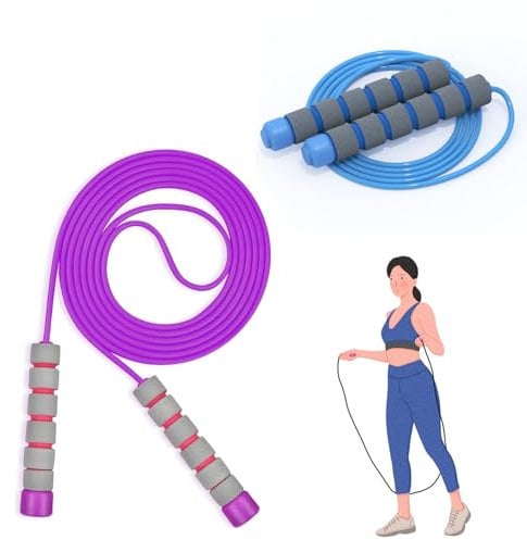 2Pcs Adjustable Skipping Ropes for Children - 3m Kids Skipping Rope with Foam Handles, for Boys & Girls Exercise & Outdoor Play