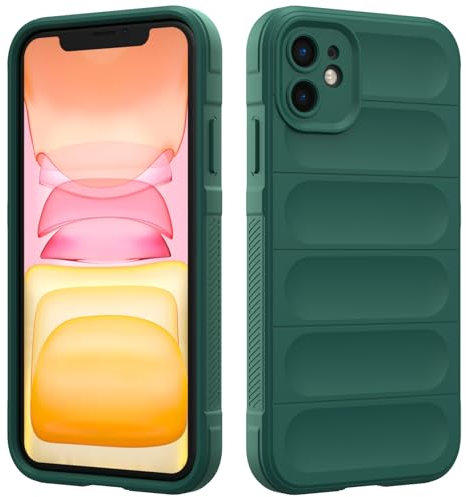 RIIMUHIR Silicone Case for iPhone 11, Silky-Soft Touch Cover, Anti-Scratch Phone Case with Microfiber Lining, Shockproof Full Body Protective Case with Camera Protection (Dark Green)