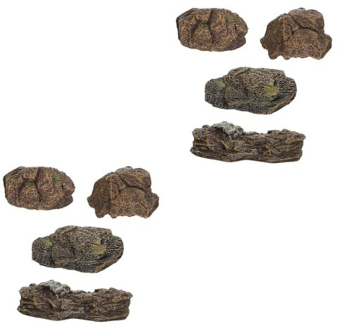 POPETPOP 8 Pcs Stone Ornaments Garden Landscape Decor Artificial Planter Decor Aquarium Decorations Fake Rocks Artificial Rocks Terrarium Pebbles Simulation Stones Ornament Dark Grey Pvc