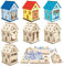 MONCAP 7 Pièces Kit de Bricolage en Bois pour Enfant Maison en Bois Hanoukka avec Peintures Acryliques pour Assembler et DIY Colorier Hanoukka Bibelot Décoration Hanoukka Noël Nouvel An Maison