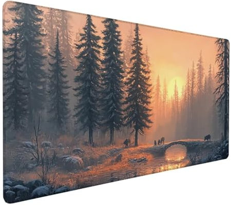 Grau Mousepad XXL 900 x 400 x 3 mm, Groß Gaming Mauspad Tier Muster, Schreibtischunterlage rutschfeste Gummibasis, Wasserfest Mouse Pad Vernähte Kanten Design, Büro Deko, Geschenke für Frauen Z-374