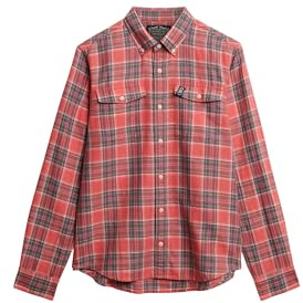 Superdry Herren The Merchant Store – Karohemd aus Leinen Rot Kariert XL