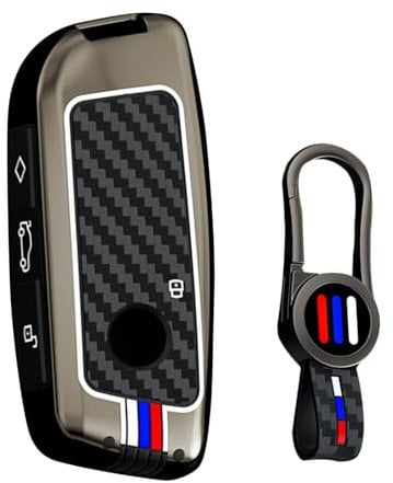 ontto Convient pour clé de voiture BMW Série 2 U06 Série 3 G81 M3 Série 5 G60 Série 7 G07 X1 U11 X5 F95 IX1 i4 2023-2025 Coque de protection en métal 4 boutons Housse de clé de voiture avec porte-clés