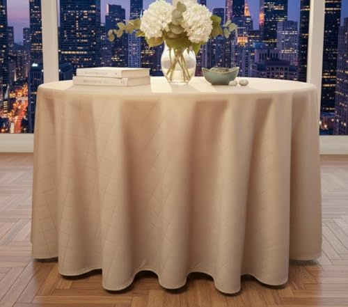 BLUZIMAN Falda Mesa Camilla Redonda 80 Hecho en España 100%, Ropa Camilla con Bordón, Enaguas Enaguillas Faldillas Mesa Camilla Premium (Diámetro Mantel 230cm, para Mesas de 80cm, Beige Dorado)