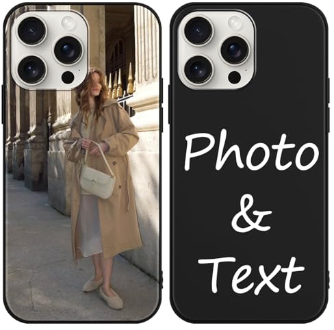 Kivlclri Personalisierte Handyhülle für iPhone 15 Pro Max 6,7'', Personalisiert Hülle mit Selbst Gestalten Eigenem Bild Motiv Foto Schutzhülle, Individuelle Design Case für iPhone 15 Pro Max,Schwarz