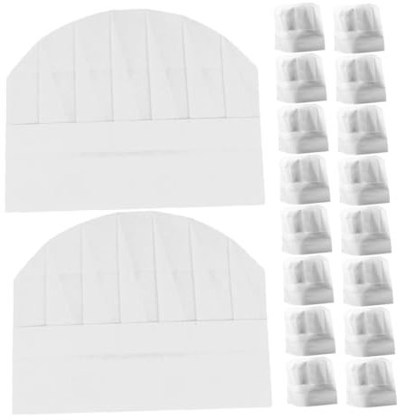 BESTonZON 20piezas Gorro De Cocinero Papel Desechable Unidades para Fiestas De Cocina y Hornear De Repostería