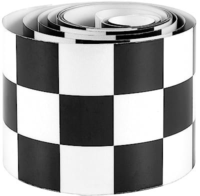 Wrtysully 3 Pouces Noir/Blanc Damier Bande De Décalque Voiture Moto Vélo Réservoir Réservoir Autocollant