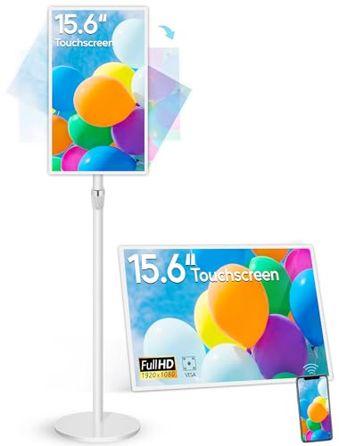 Segnaletica digitale da 15,6 pollici con batteria da 1000 mAh, display pubblicitario touchscreen capacitivo, supporto regolabile, monitor LCD commerciale Android 11 con riproduzione automatica
