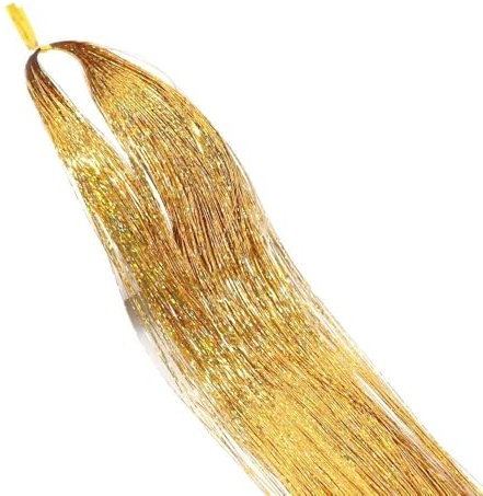 Extensión de cabello con purpurina de 94 cm, kit de oropel brillante, accesorios de trenzado hippie con destellos for mujeres y niñas (verde)(Champagne)