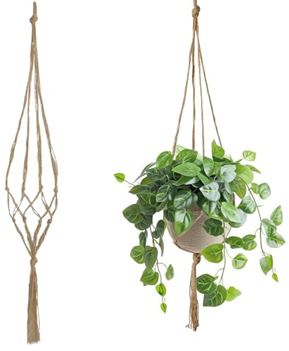 FACHOI Macrame Plant Hangers, Hanging Planters Baskets Jute Rope Handmade Wall Hanging Plant Holders for Indoor Outdoor Garden Home Decor F4-MSDL