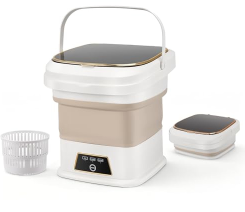 Machine à laver portable de 16 L, mini laveuse pliable avec panier essorage, deux modes de lavage minutés pour les petites charges, taille compacte, idéale pour les appartements, les dortoirs, les
