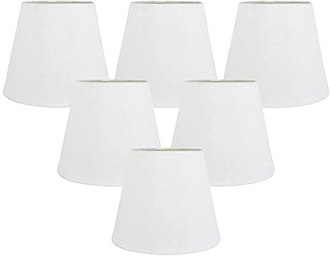 Rastapulz 6Er Set WeißEr Stoff Clip auf Kronleuchter Lampenschirme, für E14 Wandlampe Kronleuchter Dekoration
