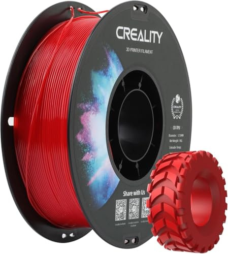Creality TPU Filament 1,75 mm, 95A Shore Härte, Flexibles 3D Drucker Filament, Hoch elastisch & hohe Rückfederung, 1 kg Spule, Rot