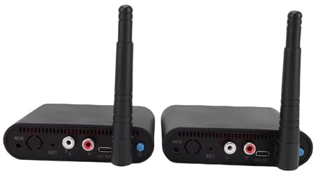 LICAEVEY 2.4GHz Wireless Audio Transmitter and Receiver Set, 100m Long Range Zero Delay HiFi Sound Adapter Kit with 2 Receivers, for TV, Speaker, PC
