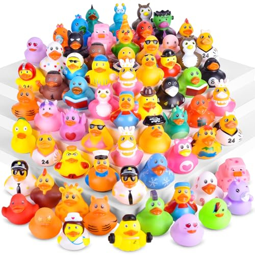 24 Stück Badeenten – Quietscheenten Set für Baby Shower Kindergeburtstag Poolparty Badewannenspielzeug Schwimmende Gummiente Lustige Rubber Ducks Partygeschenke Mitgebsel