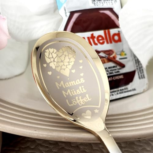 Individuell gravierter Löffel für den Lieblingsmenschen – Herz-Design mit Nutella Mini für besondere Genussmomente