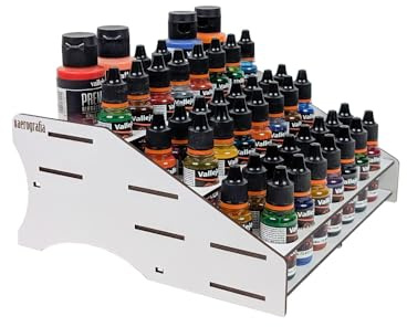 Organizador de Pinturas EP01 Compatible con Vallejo AK The Army Painter | 24x22x11cm | Capacidad de 44 Botes y 18 Pinceles | Modelismo Miniaturas | Montaje fácil