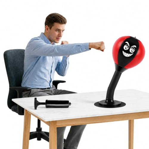 Tisch Boxsack mit Saugnapf, Punchingball Schreibtisch mit Pumpe | Speedball für Erwachsene, Reflex Ball für Reaktionstraining auf Tisch im Büro oder Homeoffice
