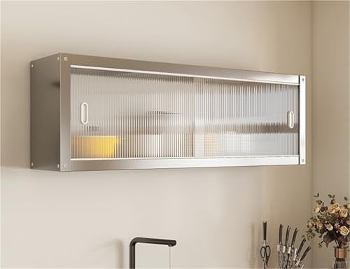 ZASEZOD Wandhängeschrank Edelstahl Hängeschrank mit Schiebetüren, Oberschrank Küchenschrank, Mehrzweckschrank, praktische Wandhängeschrank für Küche, Bad oder Büro(120x30x40CM)