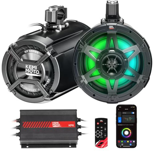 KEMIMOTO KP6 UTV Tower Speaker with Clamps, 6.5 520W with Bi-Amp & Remote