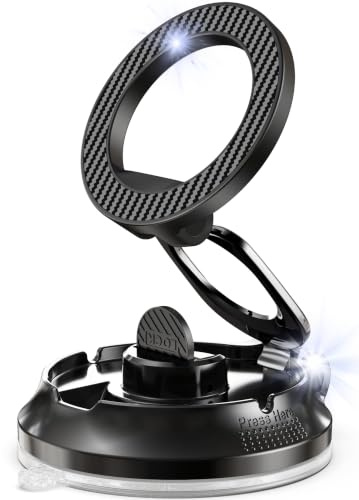 Beniduck Strong Magnetic Phone Holder for Car & Desk, Compatible with MagSafe, Secure Lock, Universal 360° Rota-Table Car Phone Mount for Dashboard, Glass, Table, Carbon Fiber