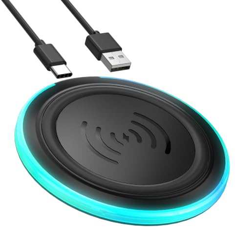 LKV Wireless Charger for iPhone and Samsung Charging Pad 15W Fast with LED | for Iphone 11/11 Pro/11 Pro Max/Xs Max/Xs/Xr/X/8/8 Plus And Galaxy S20-S24/S8-S10/Note 20/10/Z Fold/Flip-Adapter not included
