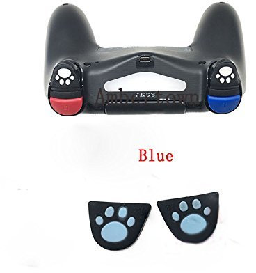 1 paire d'autocollants en silicone pour boutons de déclenchement de manette PS4 L2 R2 Bleu