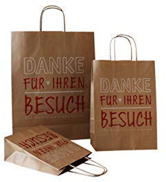 PGV Papiertragetaschen mit Kordel Danke für Ihren Besuch (18 + 8 x 22 cm, 100 Stück)