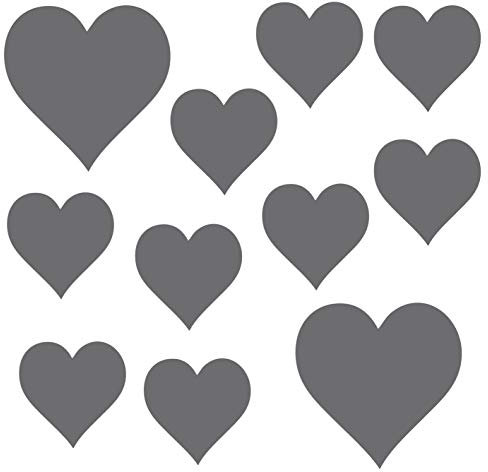 kleb-Drauf® | 11 Herzen | Silber - glänzend | Wandtattoo Wandaufkleber Wandsticker Aufkleber Sticker | Wohnzimmer Schlafzimmer Kinderzimmer Küche Bad | Deko Wände Glas Fenster Tür Fliese