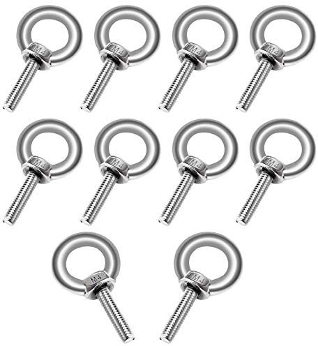 M4*10 Ringschraube Edelstahl 10 Stück, JatilEr 304 Edelstahl Augbolzen Ringbolzen Rostfrei Ösenschrauben Hardware Ringschrauben, Ring Runde Augenschraube für Rolle Des Befestigens Und Hängens