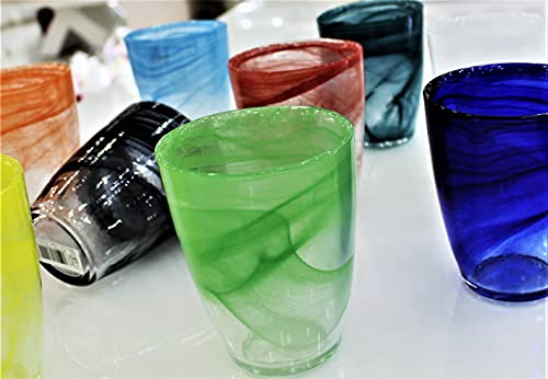 Pagano home 6 bicchieri per acqua/bibita colori assortiti multicolore in vetro modello COLORS (rosso trasparente lilla verde arancio celeste)