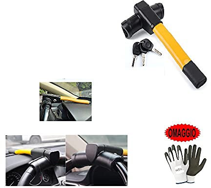 COMPATIBILE CON MICROCAR ANTIFURTO BLOCCA VOLANTE BLOCCASTERZO PER AUTO MECCANICO UNIVERSALE CON SERRATURA CON CHIAVI MONTAGGIO SUL MANUBRIO AUTO