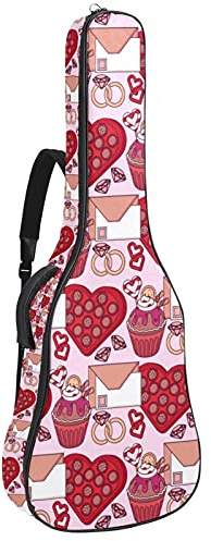 107 cm Gitarrentasche Gitarrentasche Rucksack für E-Gitarre, Akustik-Bass, Konzertgitarre, Ukulele, Mandoline, Valentinstag, Liebesbrief, Cupcakes
