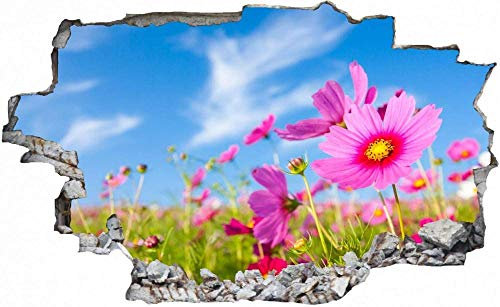 Pegatinas de Pared rotas 3D Blumenfeld Blume calcomanías murales extraíbles decoración de Sala de Arte de Vinilo para Sala de Estar Dormitorio Cocina 80x120cm