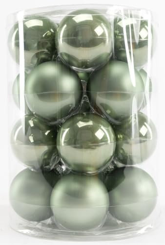 TrendLine Weihnachtskugeln aus Glas Ø60mm 20Stk salbeigrün Christbaumkugeln Xmas
