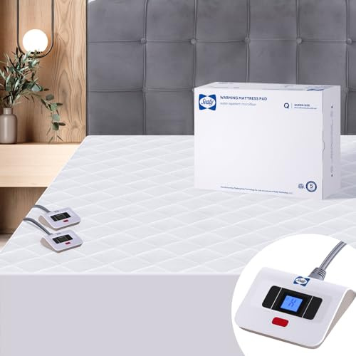 Sealy Heated Mattress Pad Queen Size Dual Control with 10 Heat Settings