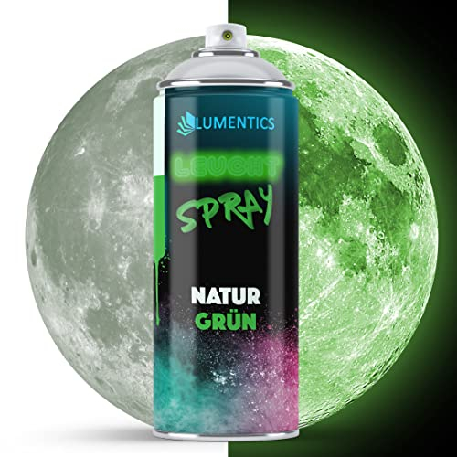 LUMENTICS leuchtendes Farbspray Natur-Grün - Nachleuchtendes Spray - Leuchtet im Dunkeln - Sprühfarbe Made in Germany - 400 ml Sprühfarbe mit Zusatz-Cap