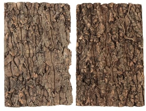 ULTECHNOVO Champagnerrinde geeignet für Reptilien, 2 Stück Naturkork, 30 x 20 cm Rinde, geeignet für Terrarium, Reptilien-Kletterwanddekoration, Reptilienhaustiere, Vogel-Reptilien-Lebensraumzubehör