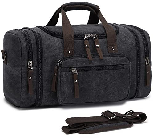 Reisetasche aus Segeltuch, 63 cm, wasserdicht, Wochenend-Fitnessstudio, erweiterbar, enthält 50 l tägliche Einzelteile, Kaffee, Travel Bag, Reisetasche