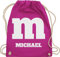 Turnbeutel Rucksack - Karneval Accessoire Fasching - M Kostüm mit anpassbarem Namen I M und M I M&M - Unisize - Fuchsia - personalisierte rucksäcke karnevals name beutel faschings stoffbeutel jga