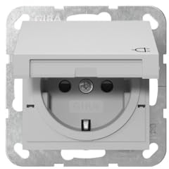 Gira 4414015 SCHUKO-Steckdose 16 A 250 V~ mit Klappdeckel und Shutter, System 55, grau matt