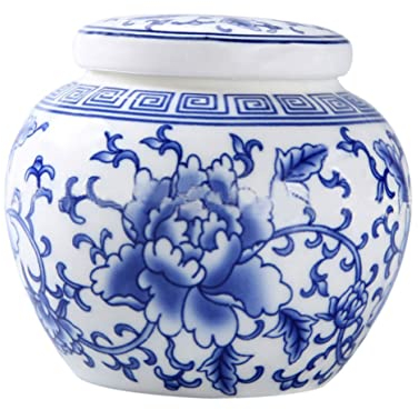 STOBAZA Jarra De Porcelana Azul y Blanca Bote De Té Chino Sal Frascos De Boticario Tarro De Café En Grano Azucarero Con Tapa y Cuchara Tazón De Azúcar Cerámica Lata De Té Suelta Viajar