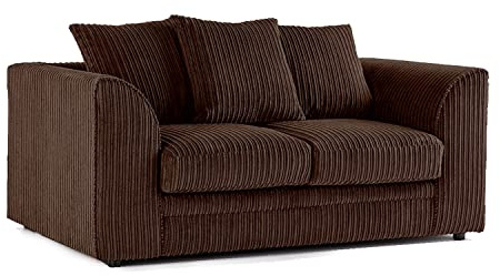 New Luxor chocolate Fabric 2 Seater Sofa | Soft Jumbo Cord Living Room Sofas (Chocolate, 2 Seater)