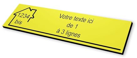Plaque gravée motif MAISON pour Boite aux Lettres autocollante 10x2,5cm STANDARD personnalisable - 1 à 3 lignes sans frais supplémentaires + Numéro - jaune