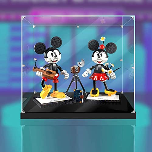 Tirff Acrylic Dustproof Display Case Compatible with Lego 43179 Mickey Mouse and Minnie Mouse, Showcase Dustproof Display Case for Lego 43179 (Without Model Kit) (Style 02)