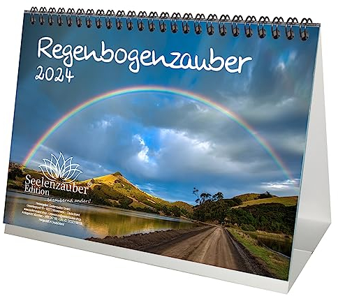 Regenbogenzauber DIN A5 Tischkalender für 2024 Regenbogen und Himmel - Seelenzauber