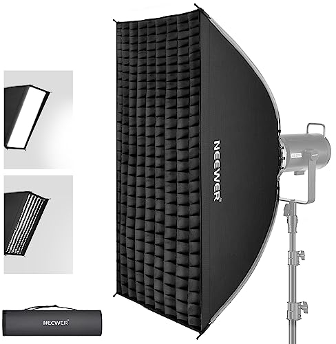 NEEWER 60x90cm Softbox Rettangolare a Ripiegamento Rapido, con Diffusori/Griglia di Diffusione/Borsa, Compatibile con Aputure 120d Godox SL60w NEEWER RGB CB60 e Altre Luci con Attacco Bowens, SF6090Q